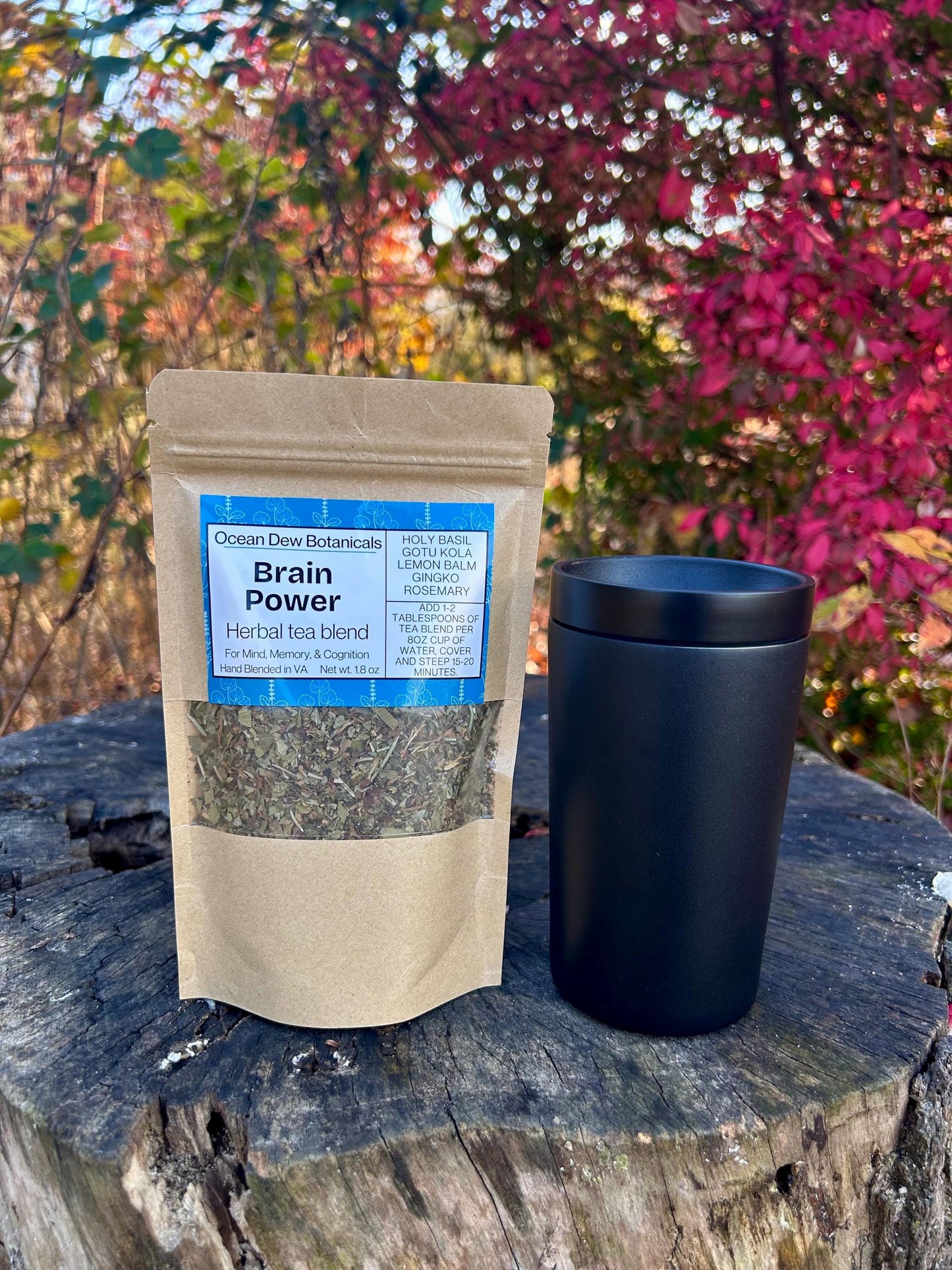 Brain Power Gotu Kola & Holy Basil Herbal Tea Blend For Mind, Memory, Cognitive Support