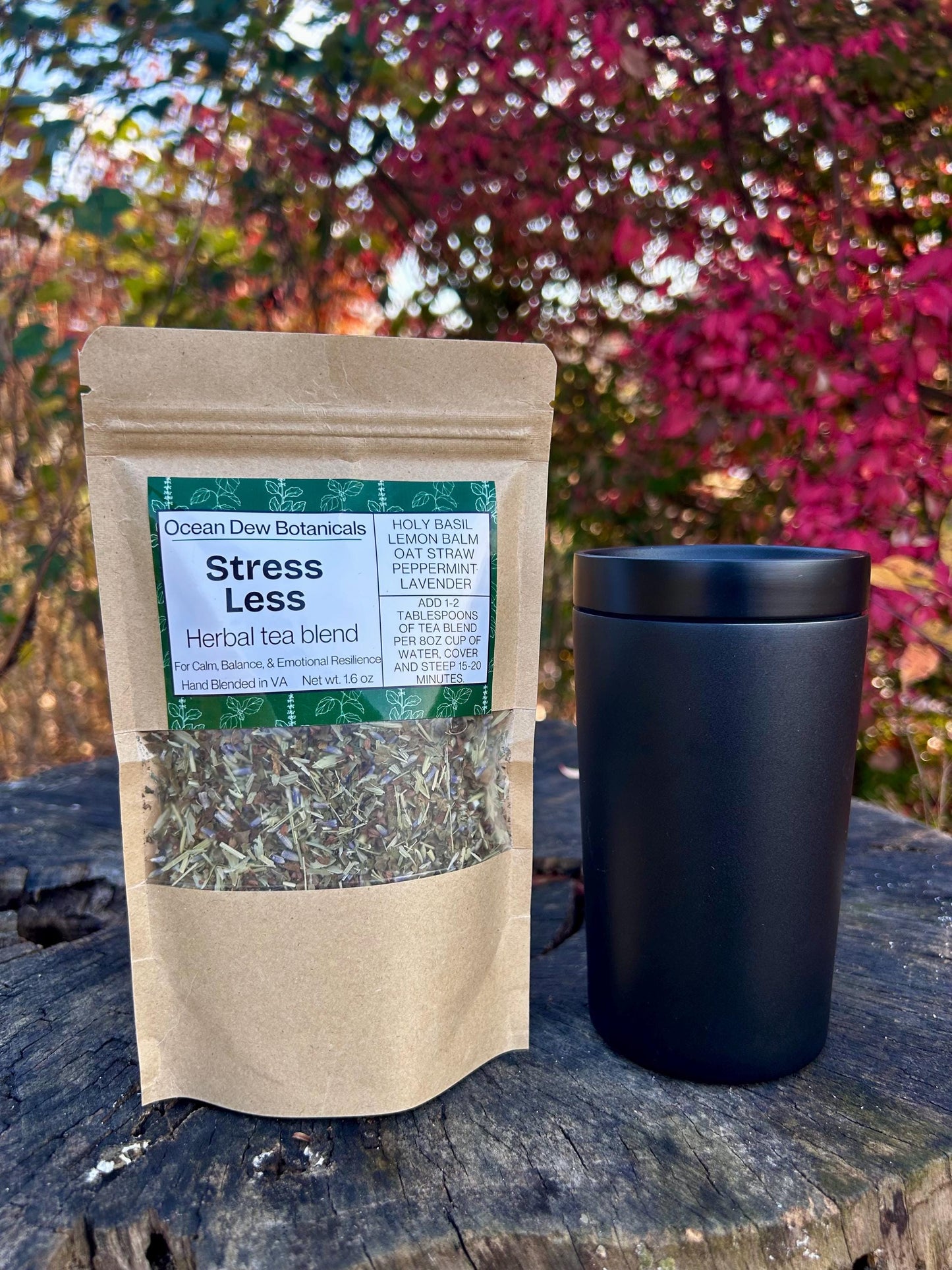 Stress Less Holy Basil & Lemon Balm Herbal Tea Blend For Calm, Balance, and Emotional Resilience
