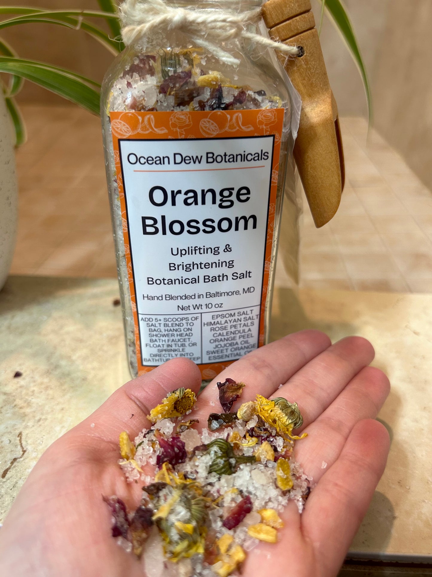 Orange Blossom Botanical Bath Salt | Citrus & Calendula Bath Soak | Brightening Herbal Bath Salt