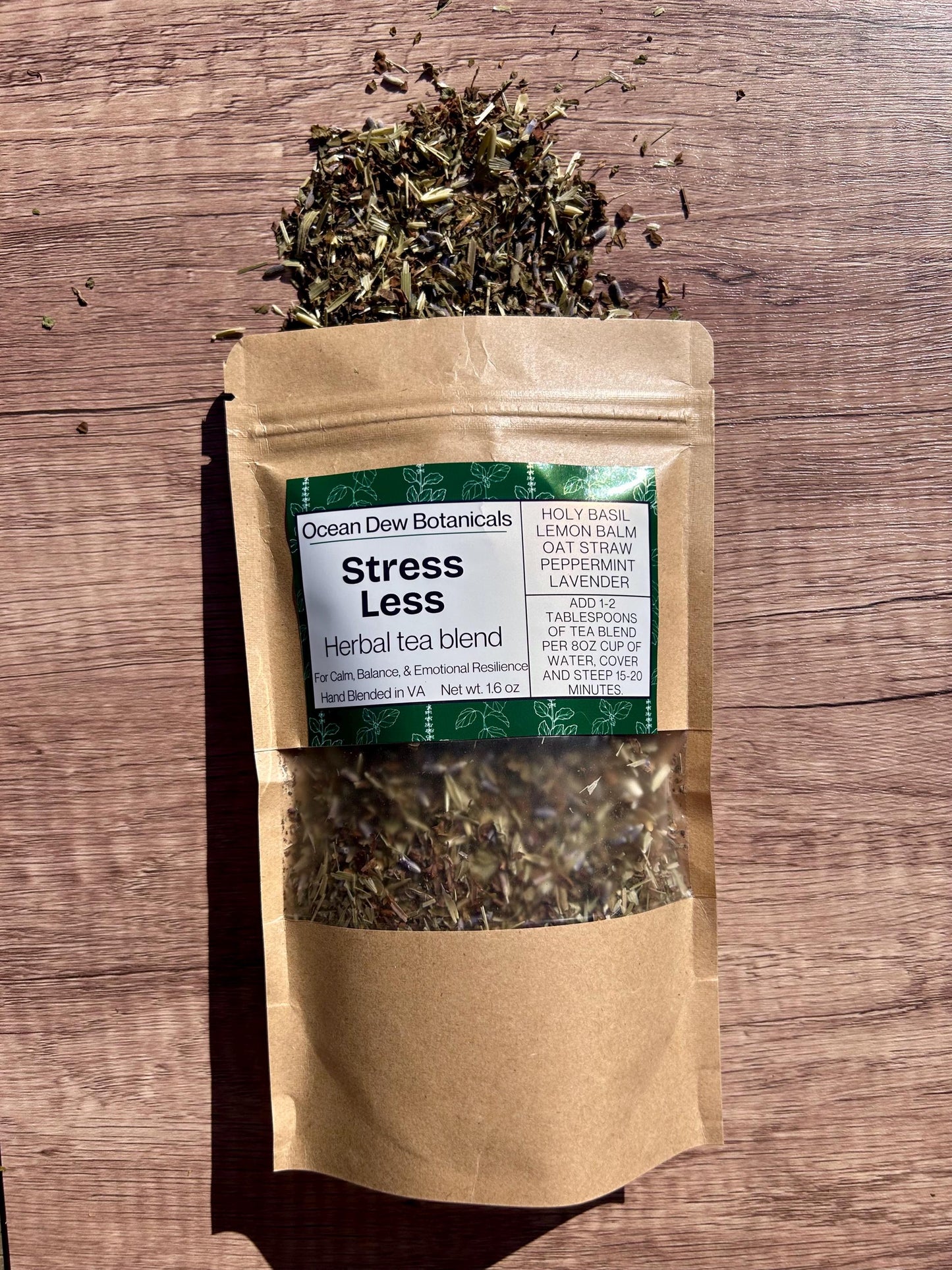 Stress Less Holy Basil & Lemon Balm Herbal Tea Blend For Calm, Balance, and Emotional Resilience