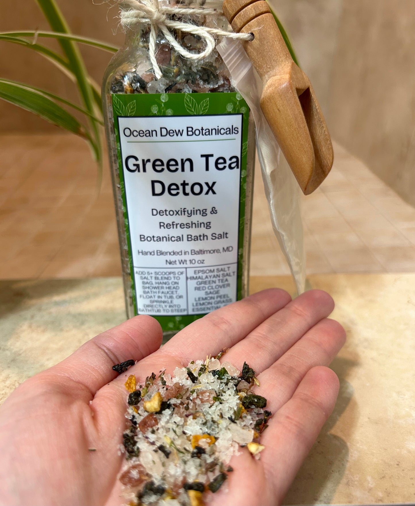 Green Tea Detox Botanical Bath Salt | Herbal Detox Bath Soak | Green Tea & Sage Botanical Bath Salts