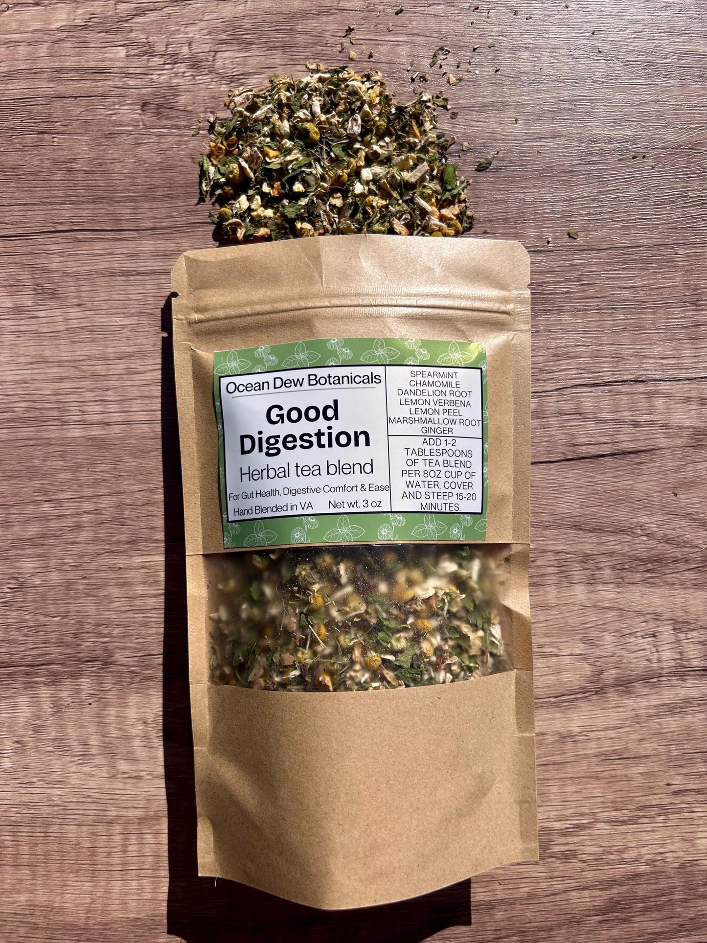 Good Digestion Spearmint & Dandelion Root Herbal Tea Blend for Gut Health and Digestive Comfort