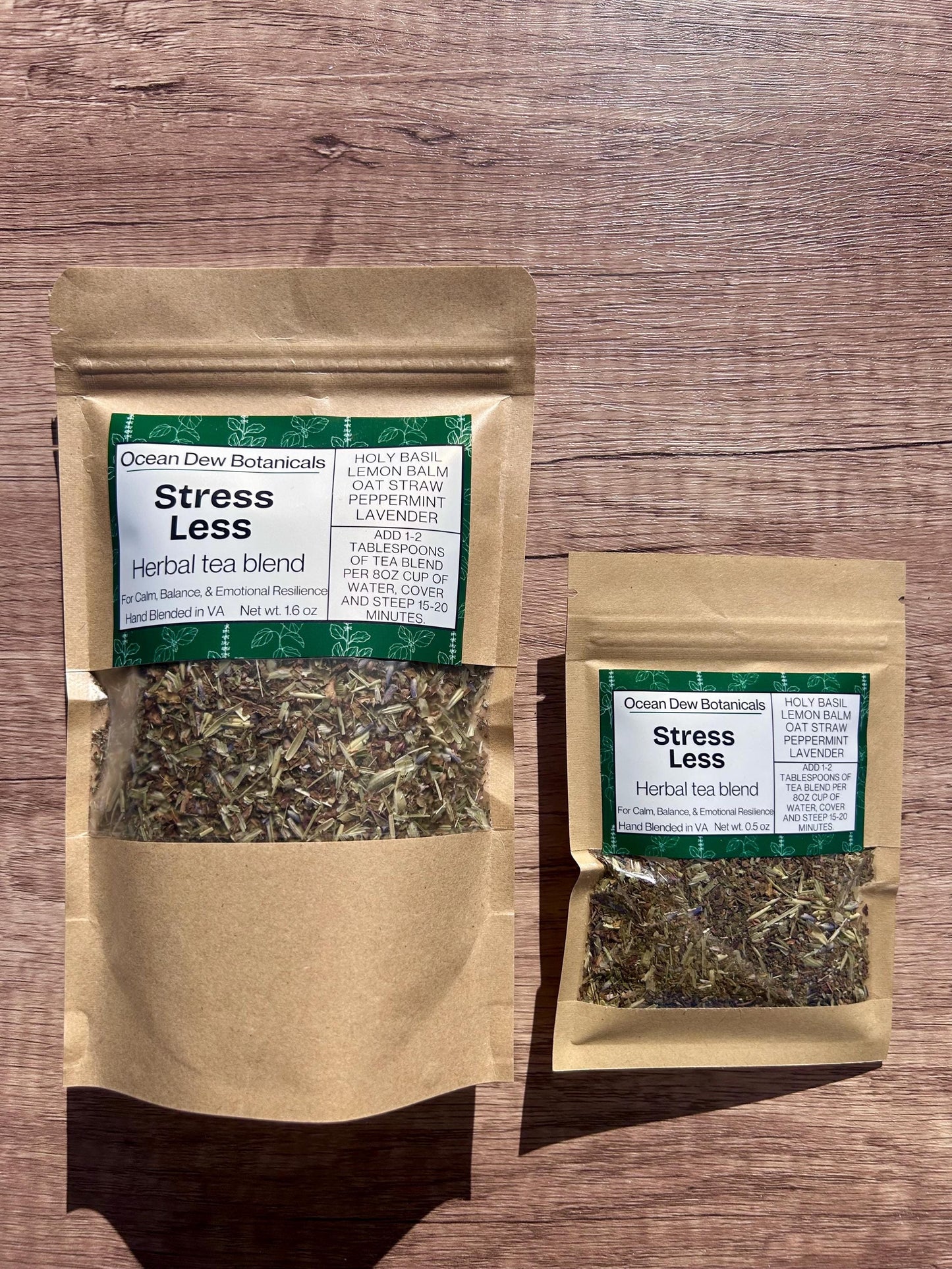 Stress Less Holy Basil & Lemon Balm Herbal Tea Blend For Calm, Balance, and Emotional Resilience