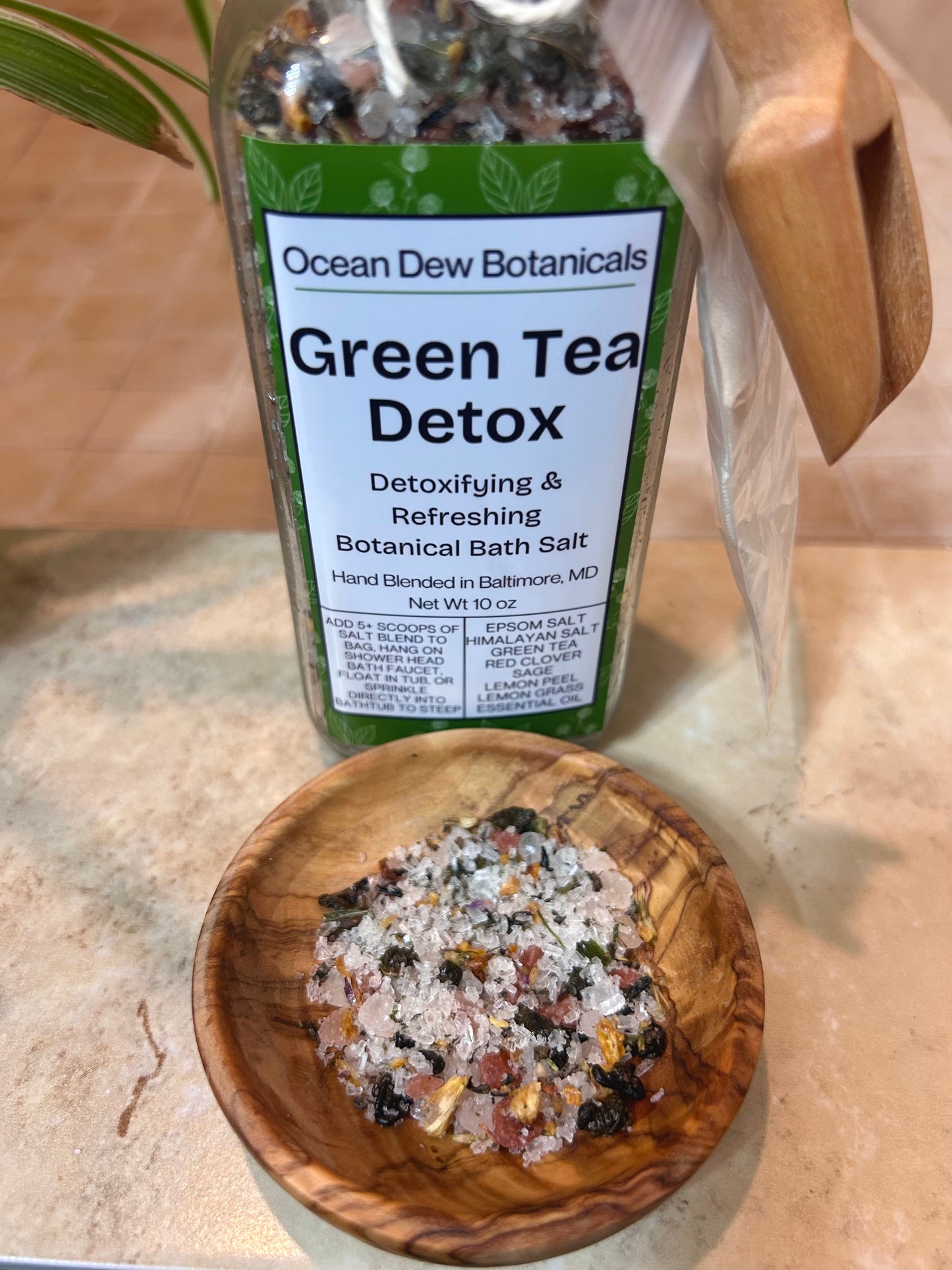 Green Tea Detox Botanical Bath Salt | Herbal Detox Bath Soak | Green Tea & Sage Botanical Bath Salts