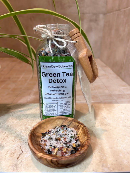 Green Tea Detox Botanical Bath Salt | Herbal Detox Bath Soak | Green Tea & Sage Botanical Bath Salts