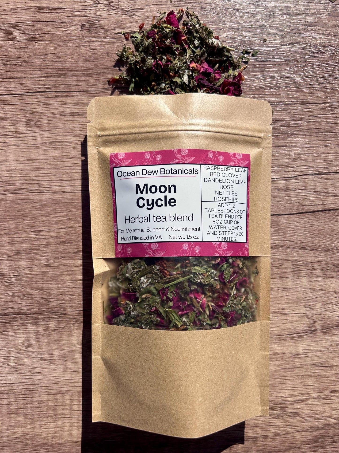 Moon Cycle Raspberry Leaf & Red Clover Herbal Tea Blend For Women's Menstrual Cycle Support
