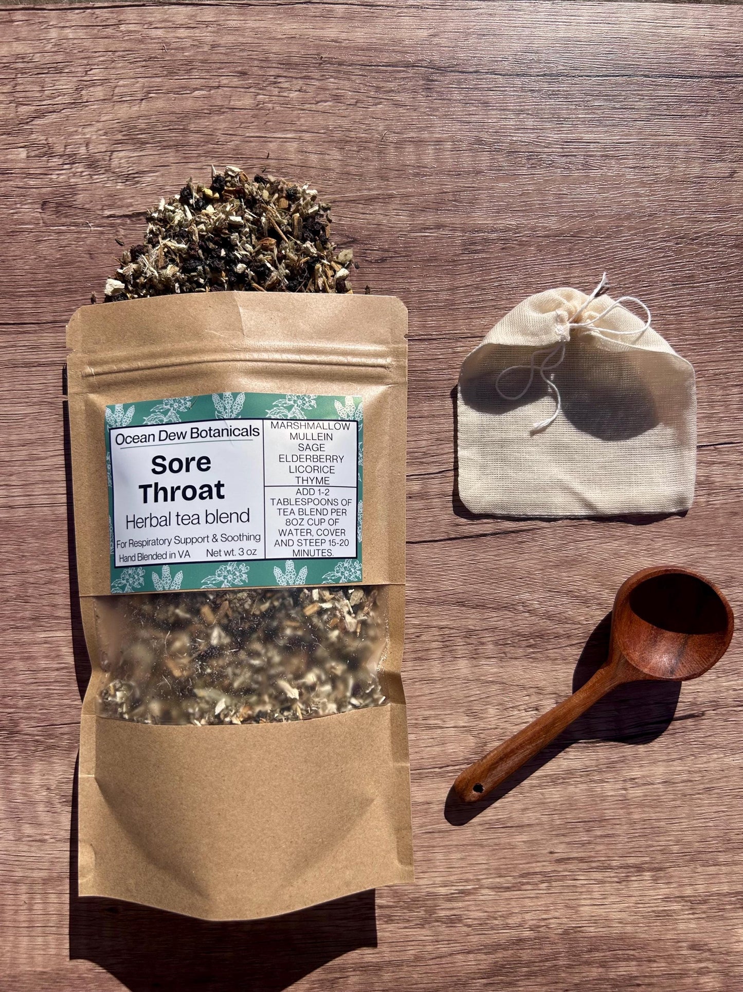 Sore Throat Marshmallow Root & Mullein Herbal Tea Blend For Respiratory Support and Soothing