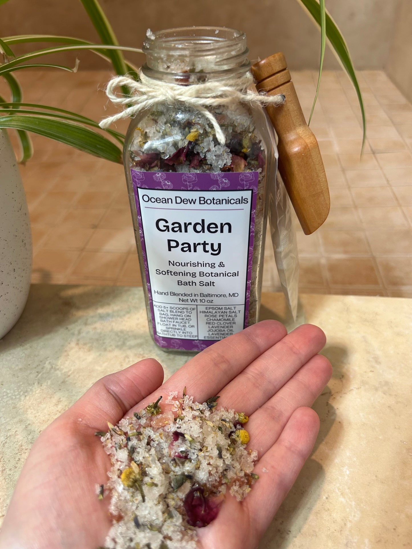 Garden Party Botanical Bath Salt | Rose & Lavender Herbal Bath Soak | Nourishing Floral Bath Salts
