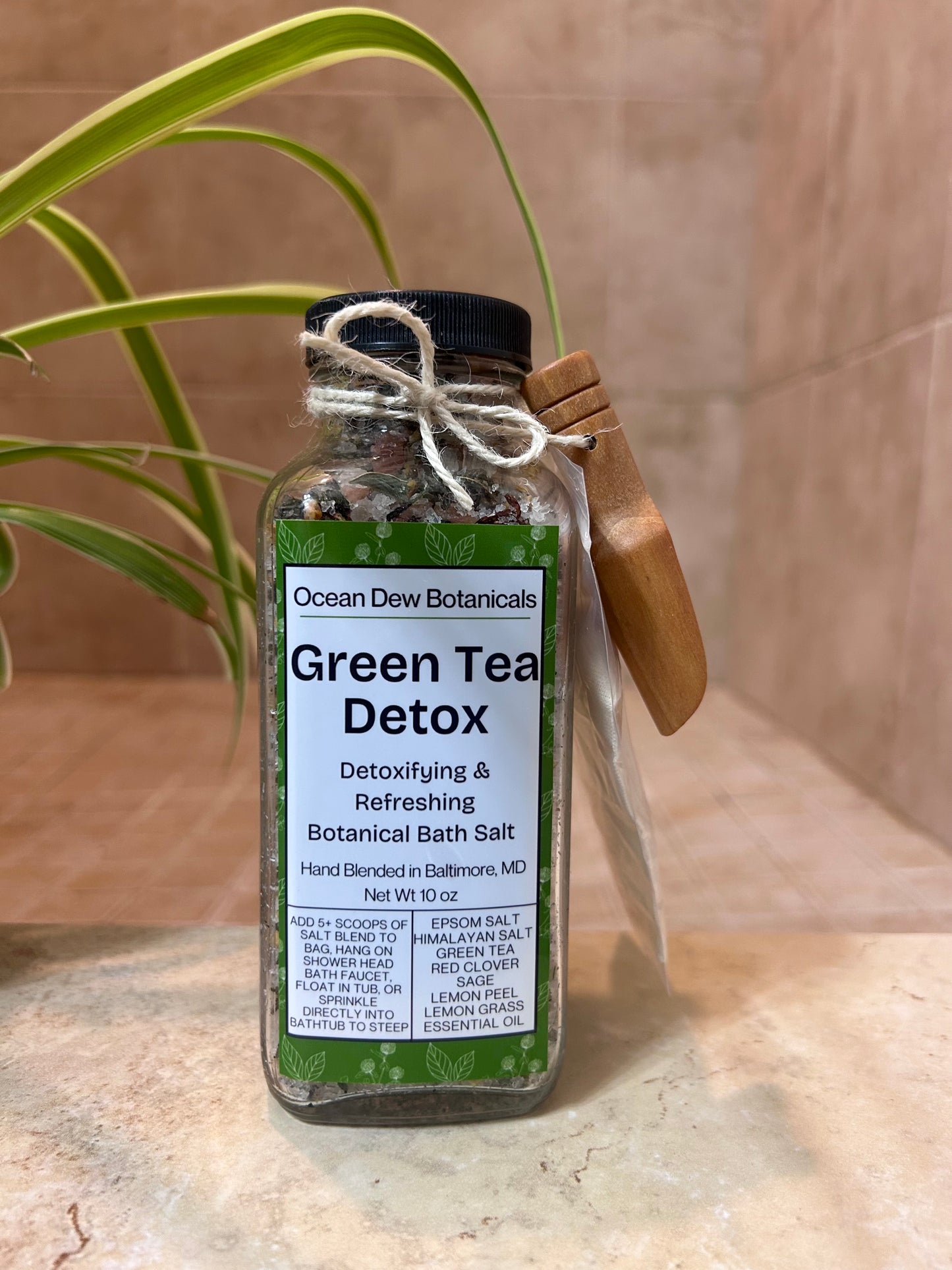 Green Tea Detox Botanical Bath Salt | Herbal Detox Bath Soak | Green Tea & Sage Botanical Bath Salts