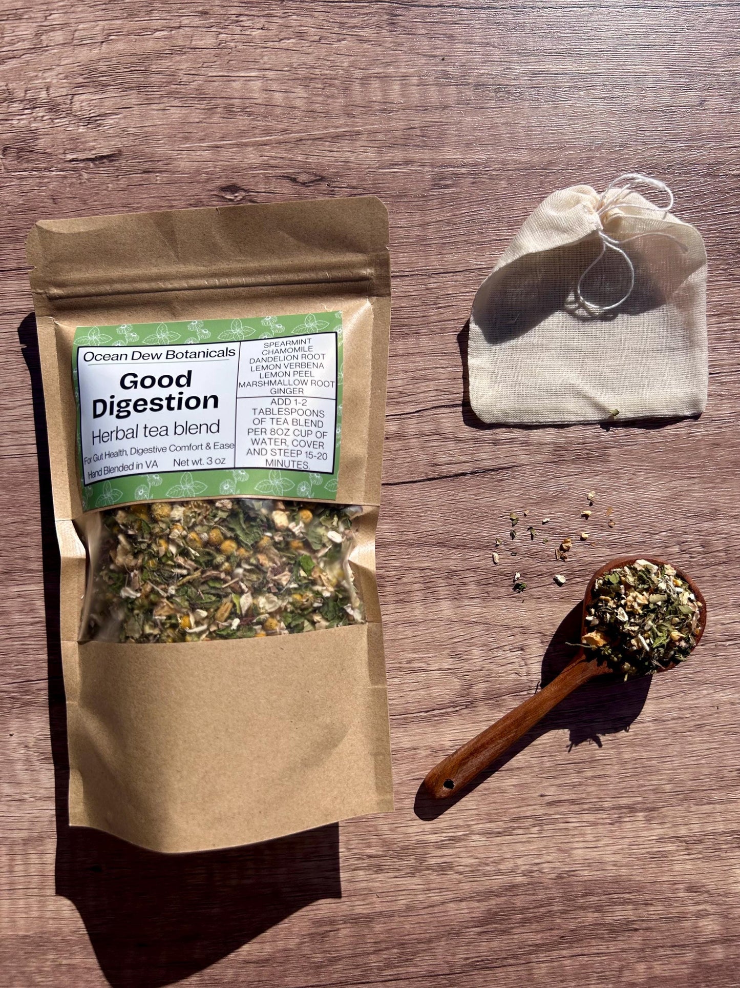 Good Digestion Spearmint & Dandelion Root Herbal Tea Blend for Gut Health and Digestive Comfort