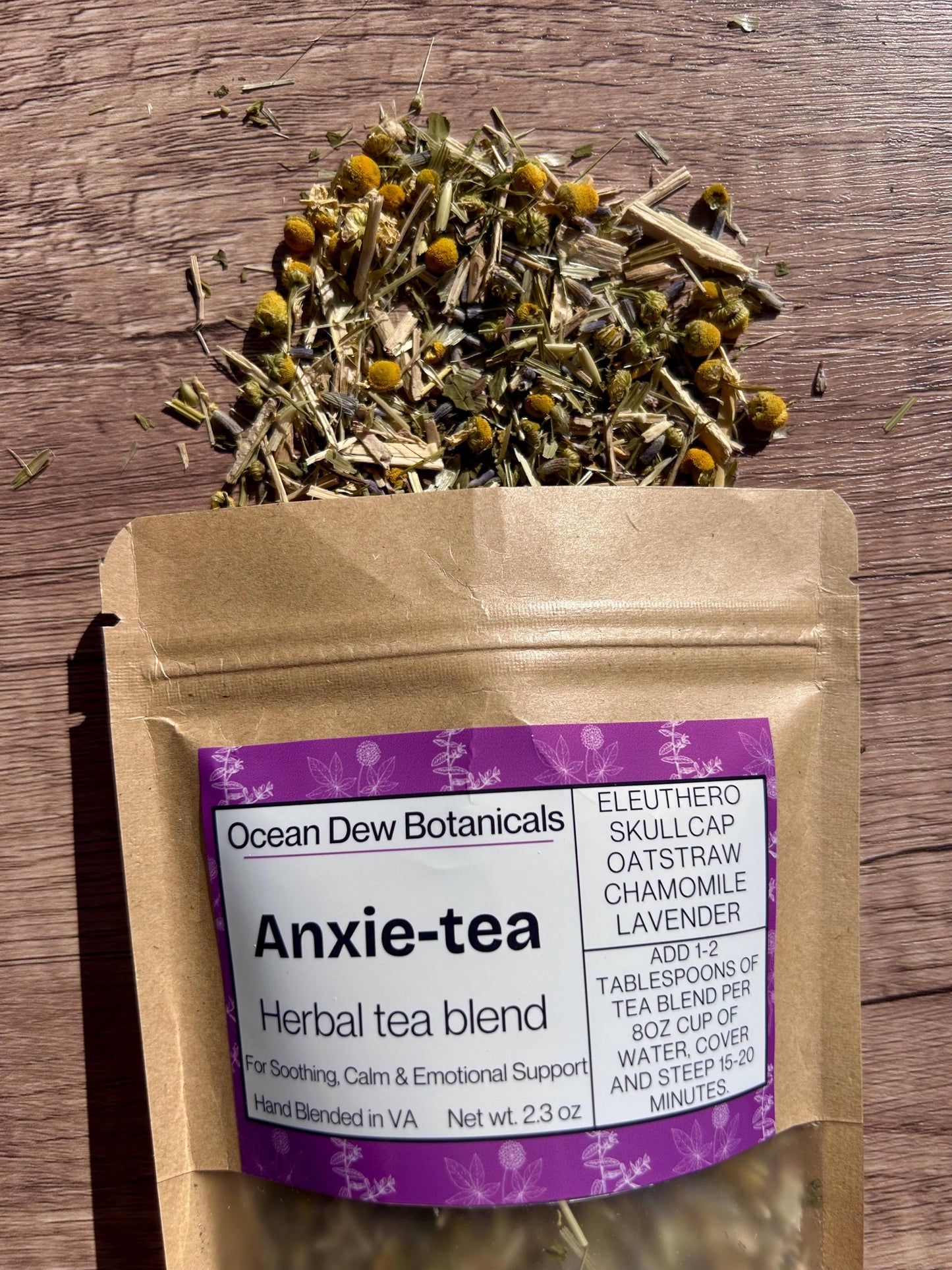 Anxie-tea Herbal Tea Blend with Eleuthero & Oat Straw For Anxiety, Calm, and Emotional Support