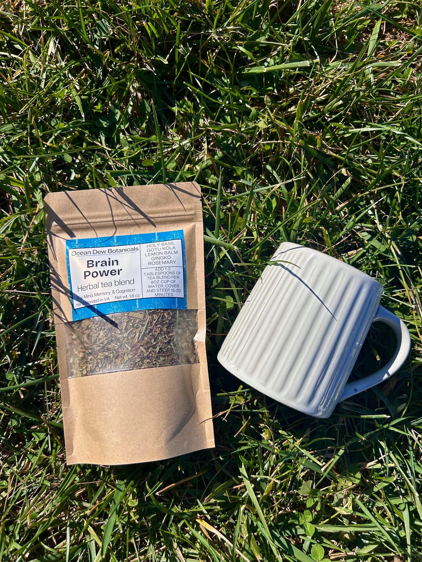 Brain Power Gotu Kola & Holy Basil Herbal Tea Blend For Mind, Memory, Cognitive Support