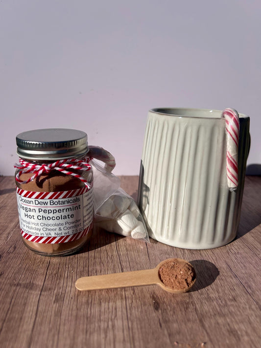Vegan Peppermint Hot Chocolate Mix | Candy Cane Cacao | Dairy Free Hot Chocolate | Holiday Hot Cocoa