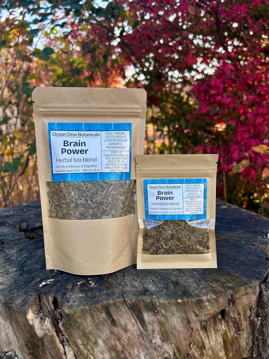 Brain Power Gotu Kola & Holy Basil Herbal Tea Blend For Mind, Memory, Cognitive Support