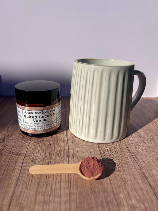 Salted Cacao & Vanilla Herbal Latte Herbal Powder Blend – Vegan Hot Cocoa Mix, Salted Vanilla Latte