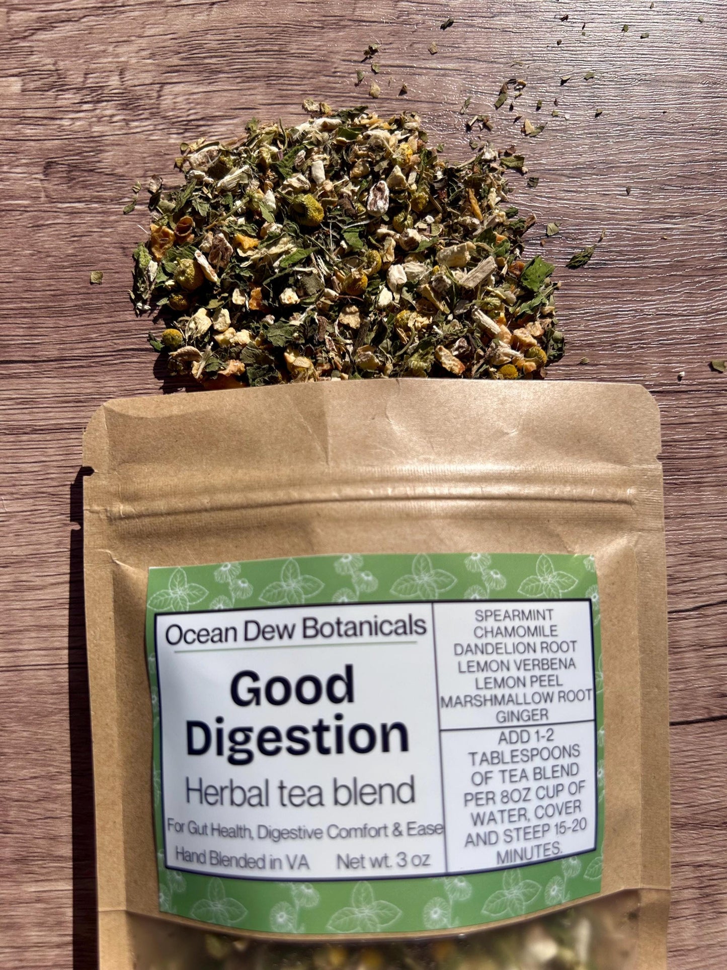 Good Digestion Spearmint & Dandelion Root Herbal Tea Blend for Gut Health and Digestive Comfort