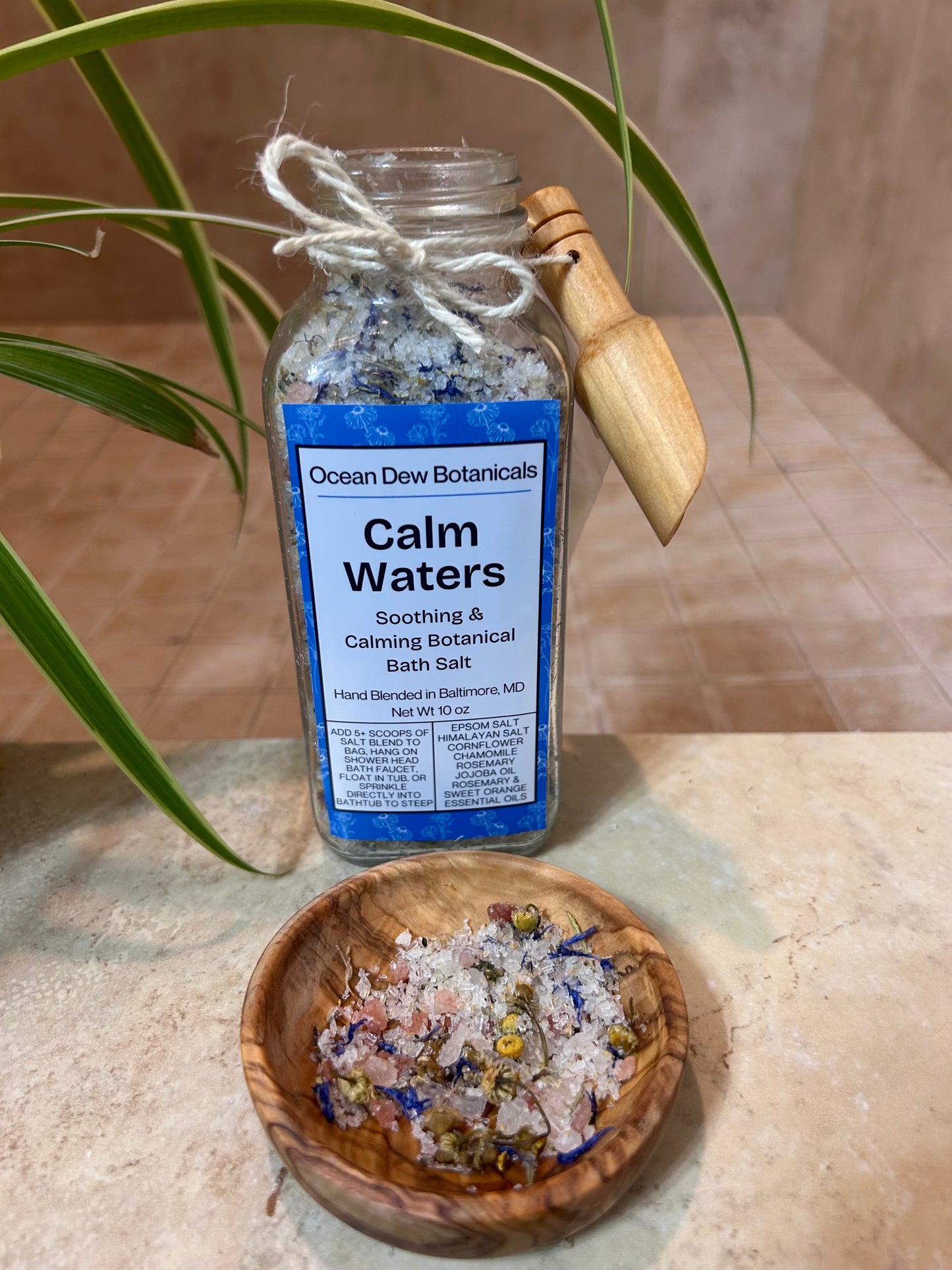 Calm Waters Botanical Bath Salt | Chamomile & Rosemary Bath Soak | Calming Herbal Bath Salts