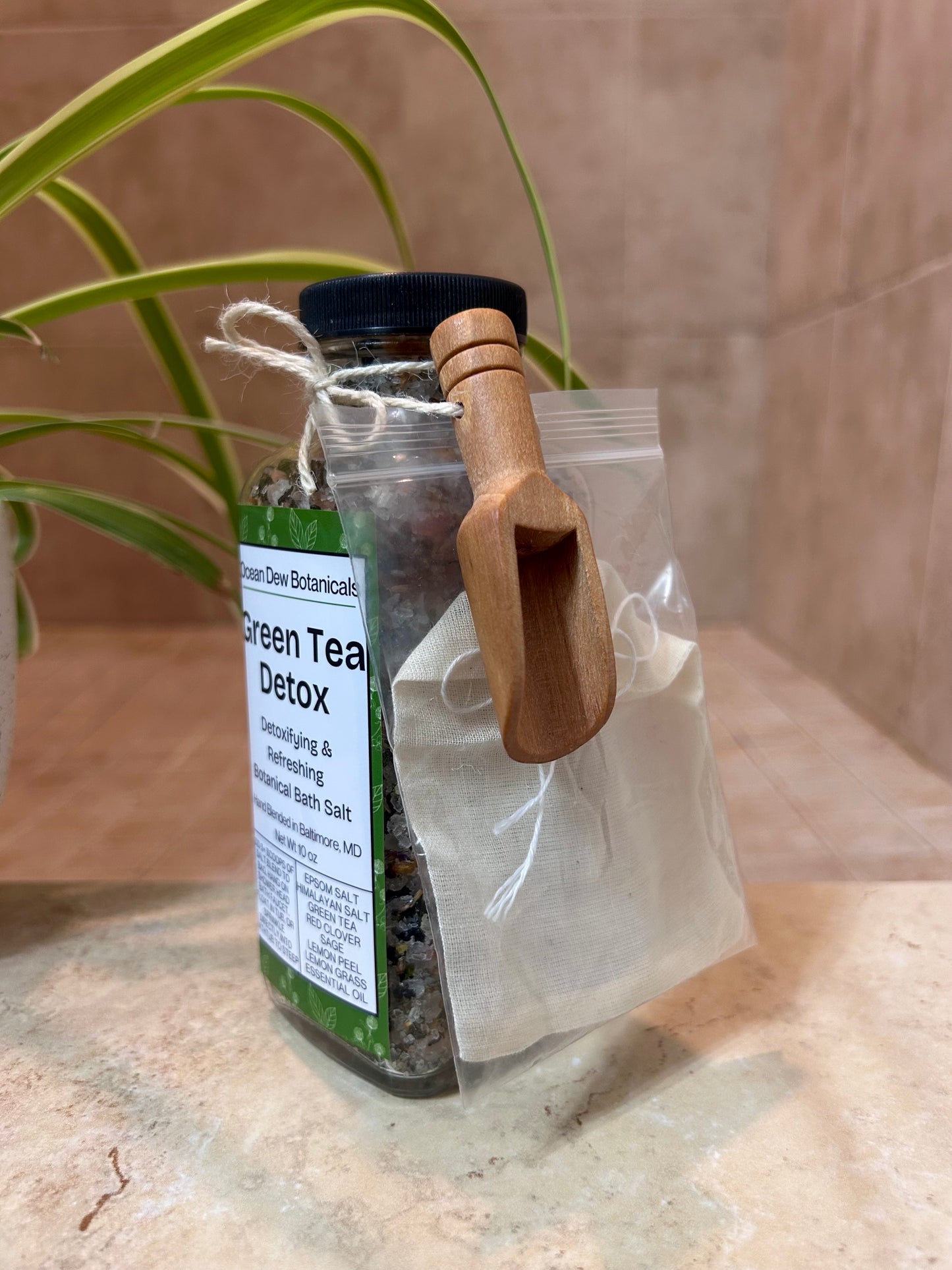 Green Tea Detox Botanical Bath Salt | Herbal Detox Bath Soak | Green Tea & Sage Botanical Bath Salts