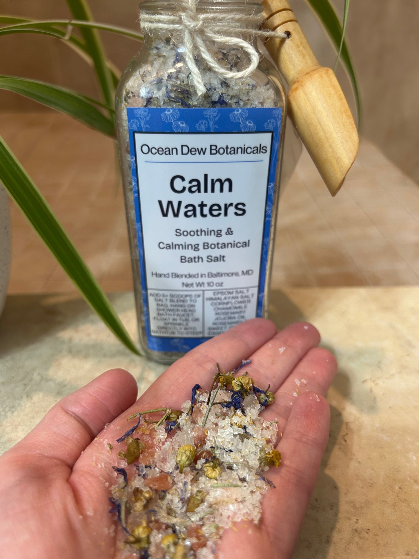Calm Waters Botanical Bath Salt | Chamomile & Rosemary Bath Soak | Calming Herbal Bath Salts