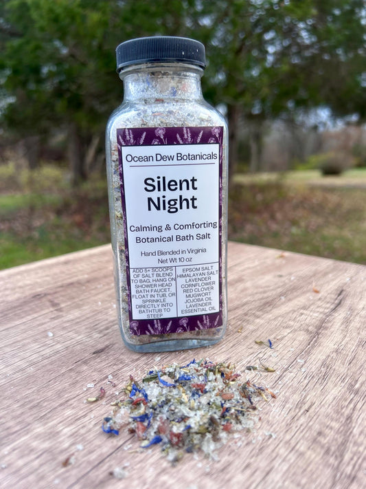 Silent Night Botanical Bath Salt • Lavender Cornflower Bath Soak • Calming Nighttime Bath Salts • Herbal Sleep Soak • Winter Relaxation Gift