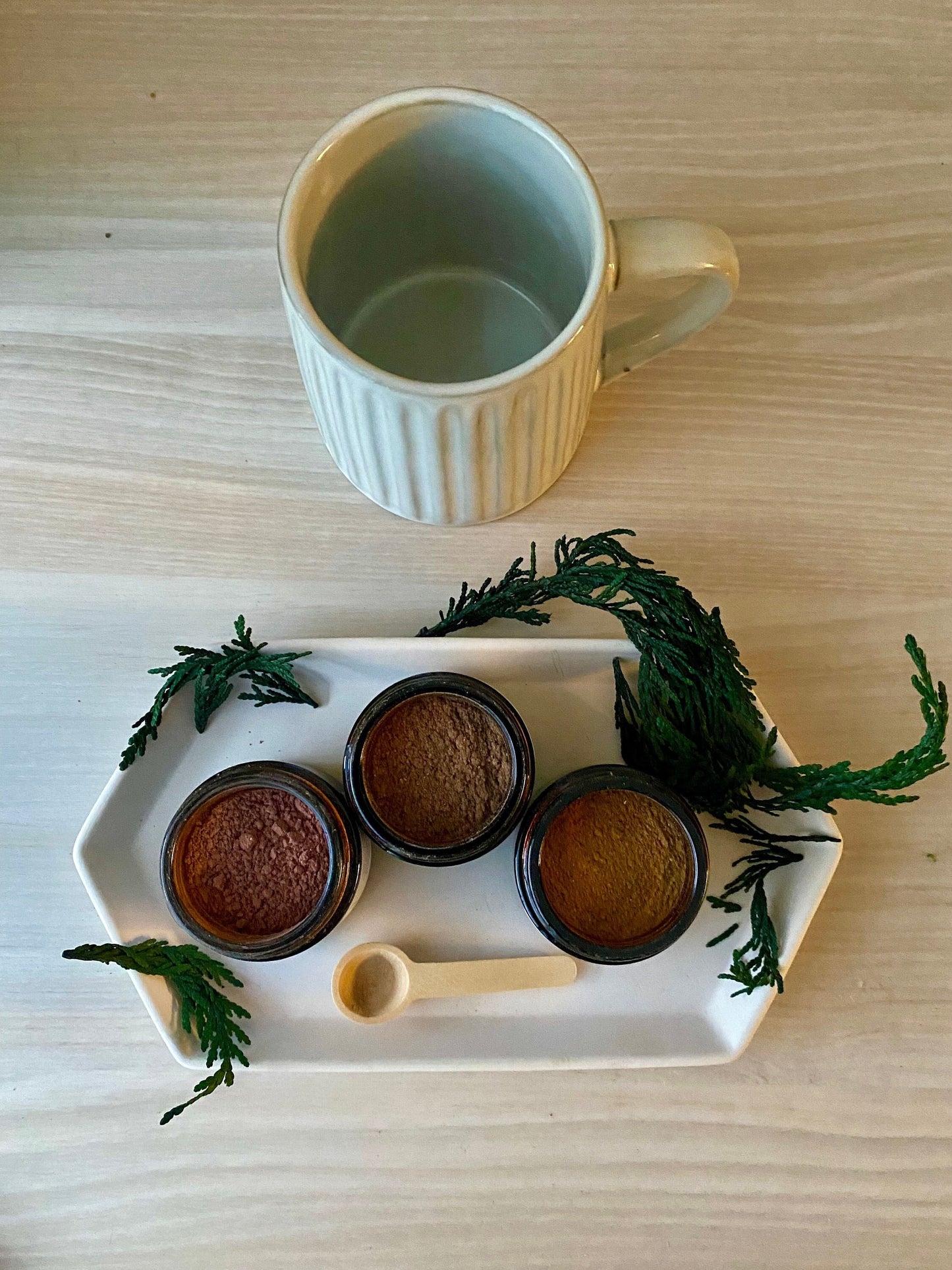 Warm Lattes Herbal Powder Sampler Set with Spiced Chai, Cacao & Rose, Turmeric & Ginger