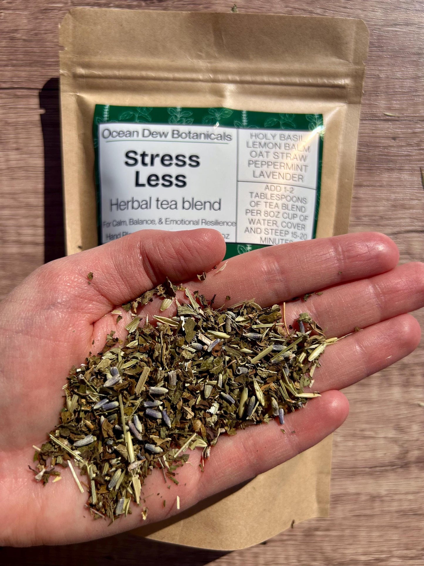 Stress Less Holy Basil & Lemon Balm Herbal Tea Blend For Calm, Balance, and Emotional Resilience