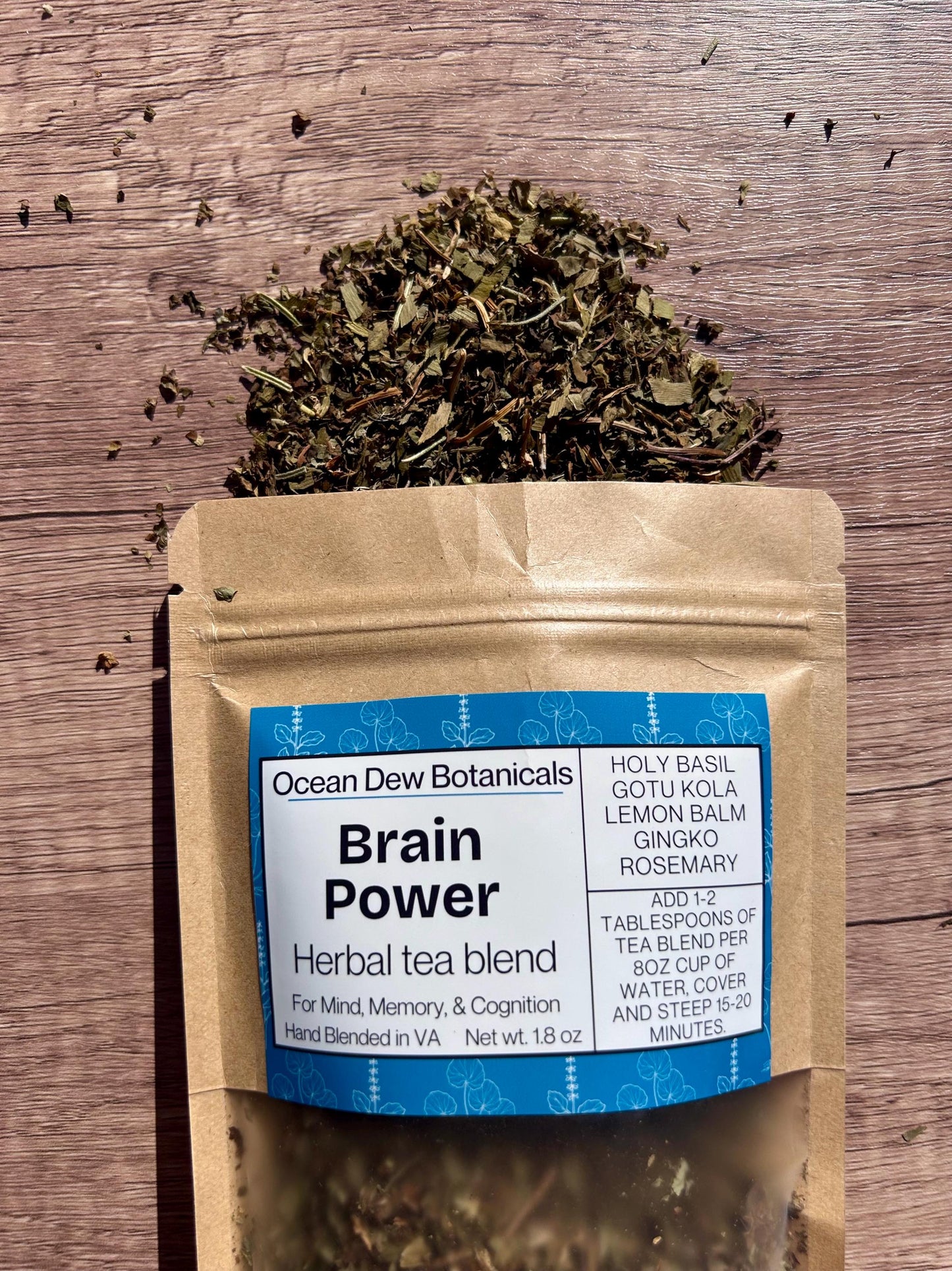 Brain Power Gotu Kola & Holy Basil Herbal Tea Blend For Mind, Memory, Cognitive Support