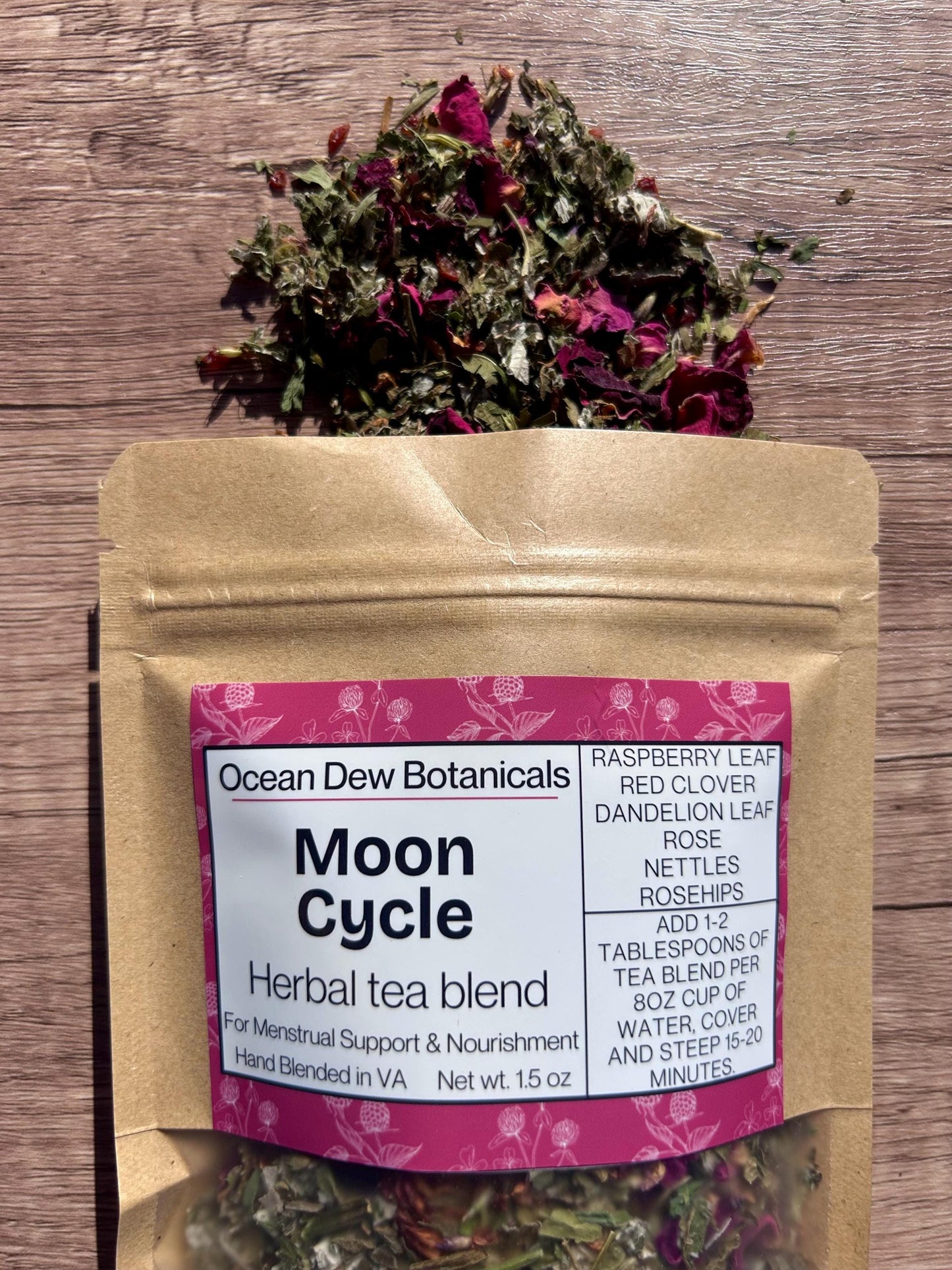 Moon Cycle Raspberry Leaf & Red Clover Herbal Tea Blend For Women's Menstrual Cycle Support