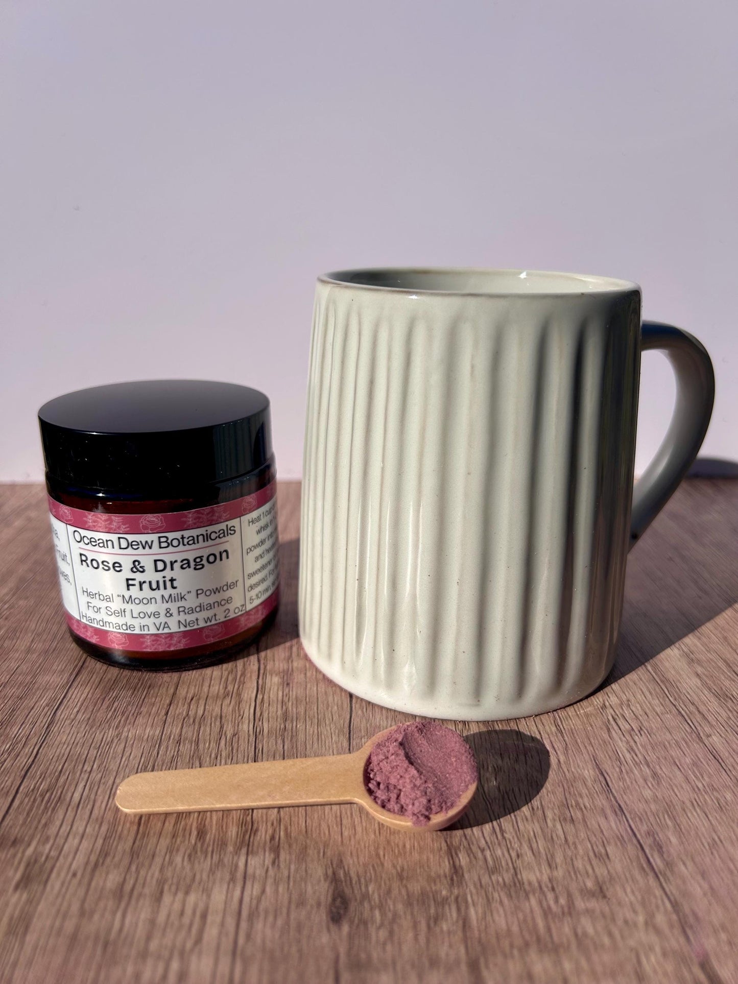 Rose & Dragon Fruit Herbal Latte Powder Blend – Pink Superfood Latte Mix, Floral Herbal Drink Blend, Adaptogenic Latte