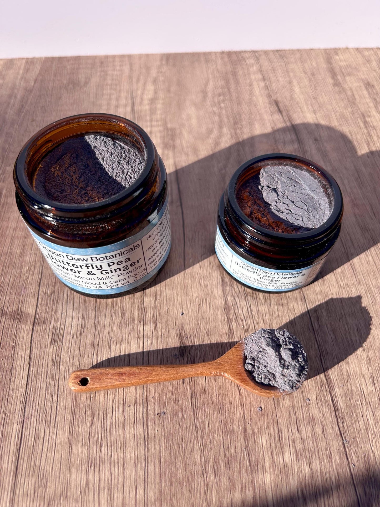 Butterfly Pea Flower & Ginger Herbal Latte Powder Blend – Blue Latte Mix, Mood-Boosting Herbal Drink, Vegan Colorful Latte