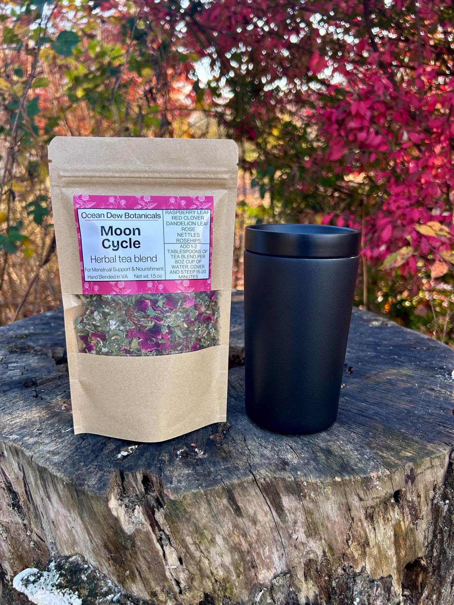 Moon Cycle Raspberry Leaf & Red Clover Herbal Tea Blend For Women's Menstrual Cycle Support